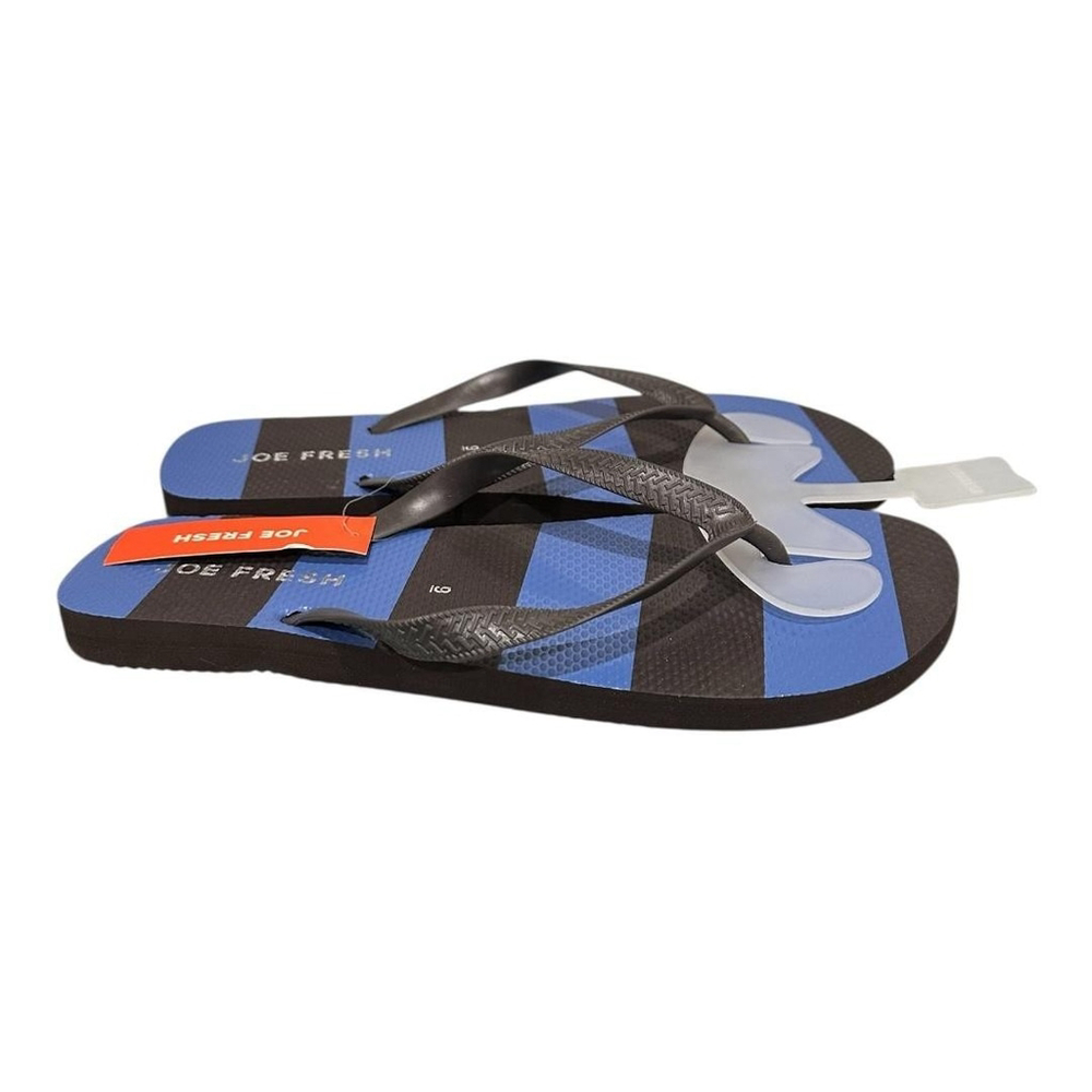 Joe Fresh Flip Flop Sandals Shoes Mens Size 9 Blue Stripe Beach Summer Casual